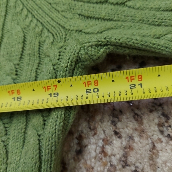 Loft Sweater Womens XL Green Rabbit Hair Cable Knit Designer Preppy 3/4 Sleeve - Picture 6 of 9